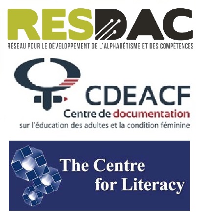 Logos du RESDAC, du CDEACF et du Center for literacy Logos du RESDAC, du CDEACF et du Center for literacy